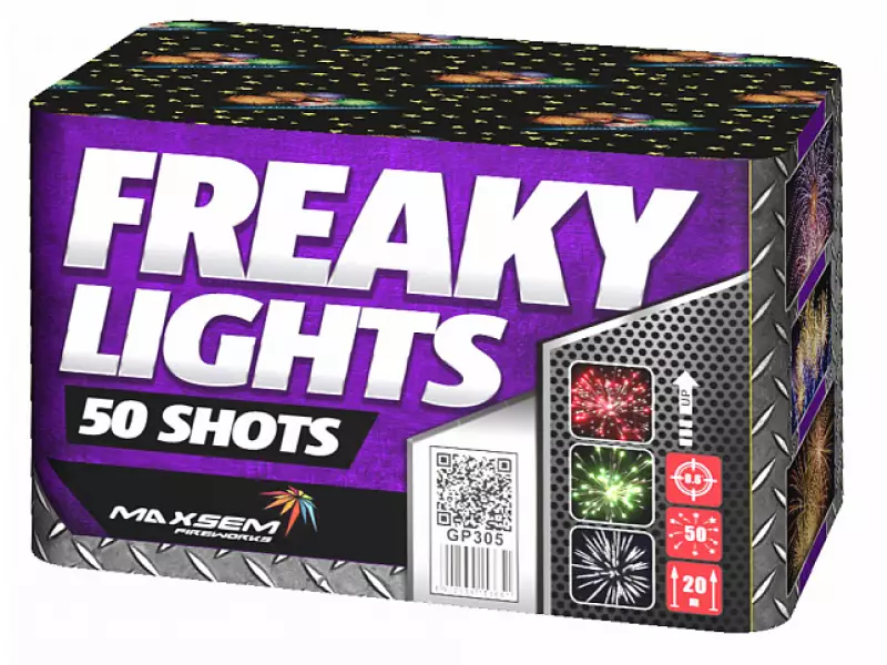 Батареи салютов MAXEM GP305, Freaky Lights, 0,6"/50 залпов